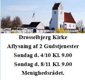 Aflysning af 2 gudstjenester